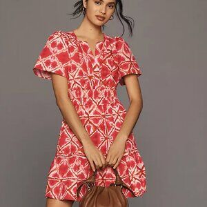 Anthropologie Red and White Mini Dress